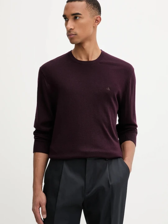 Zdjęcie produktu Calvin Klein sweter męski wełniany bordowy