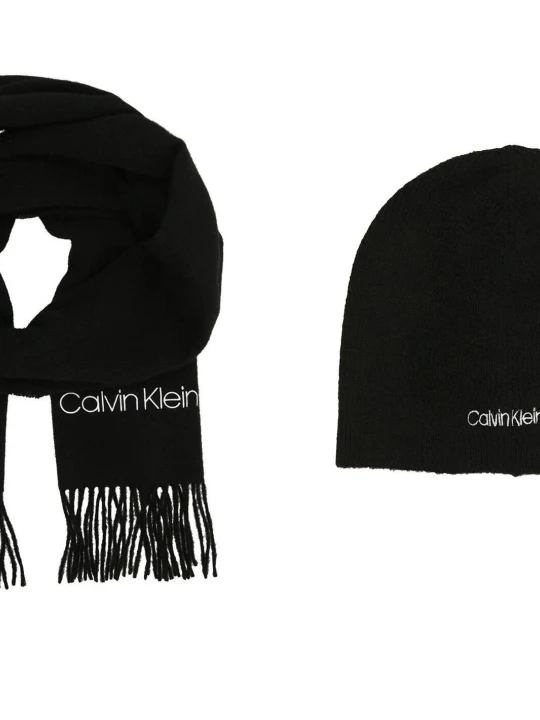 Zdjęcie produktu Calvin Klein Szal + czapka | z dodatkiem wełny czarny