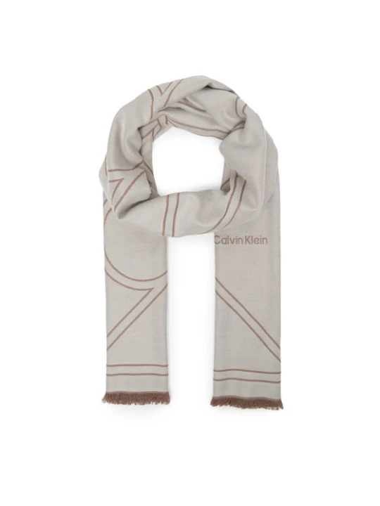 Zdjęcie produktu Calvin Klein Szal Emblem Repeat Lw Shawl W Fringes LV04F8074G Biały