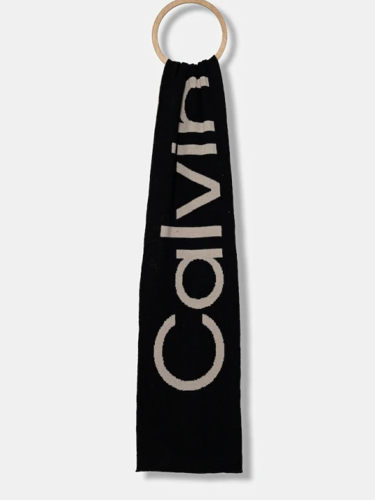 Zdjęcie produktu Calvin Klein szalik wełniany czarny