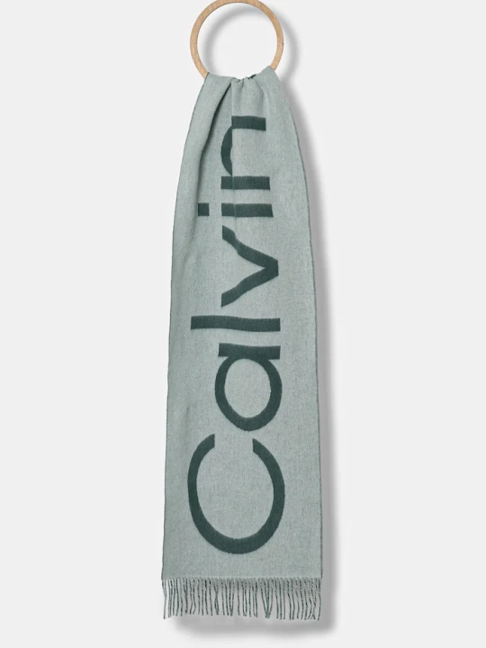Zdjęcie produktu Calvin Klein szalik wełniany turkusowy