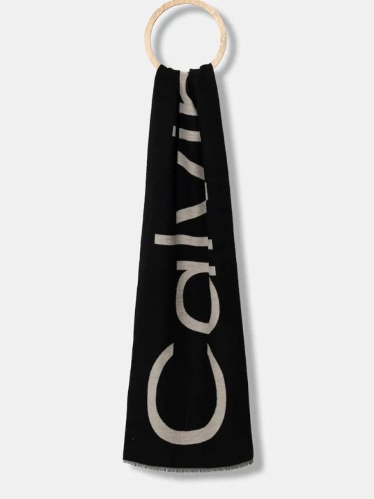 Zdjęcie produktu Calvin Klein szalik z domieszką wełny czarny