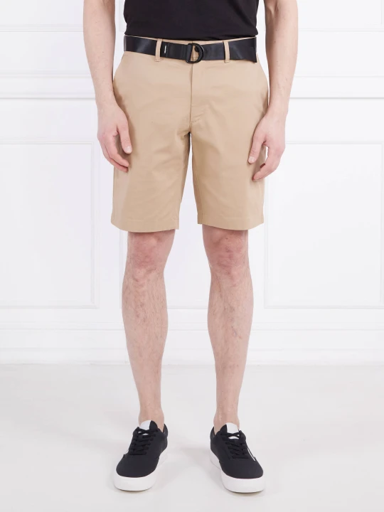 Zdjęcie produktu Calvin Klein Szorty chino + pasek MODERN TWILL | Slim Fit beżowy