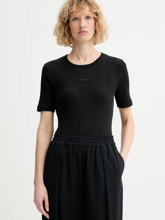 Zdjęcie produktu Calvin Klein T-shirt basic damski bawełniany z elastanem czarny