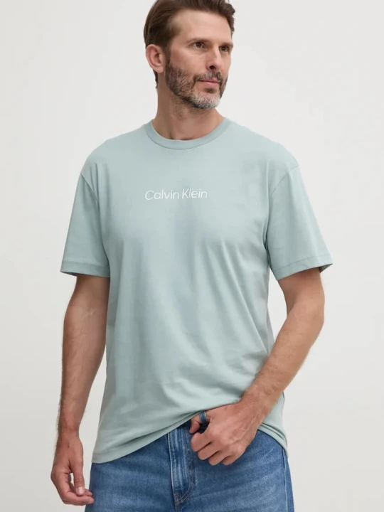 Zdjęcie produktu Calvin Klein t-shirt bawełniany turkusowy