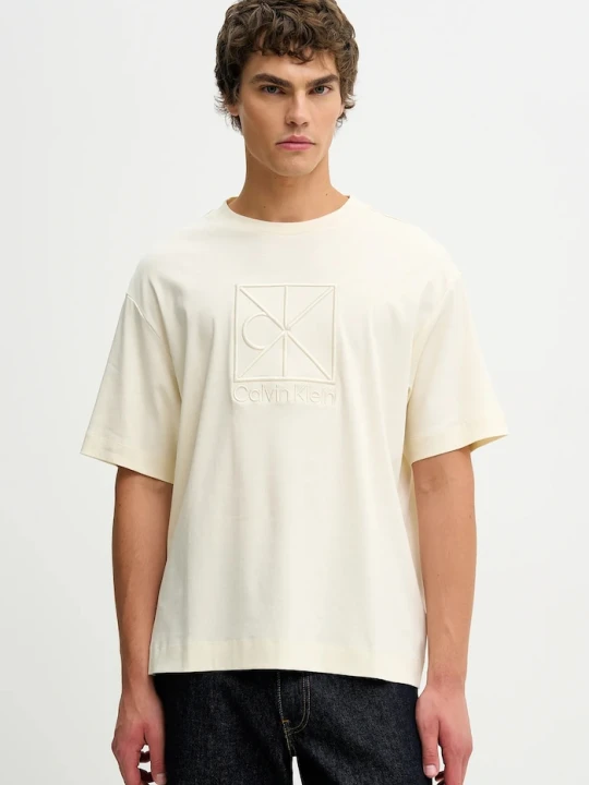 Zdjęcie produktu Calvin Klein t-shirt bawełniany beżowy