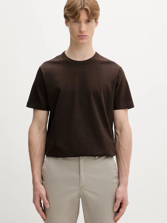 Zdjęcie produktu Calvin Klein T-shirt męski z dodatkiem lnu brązowy