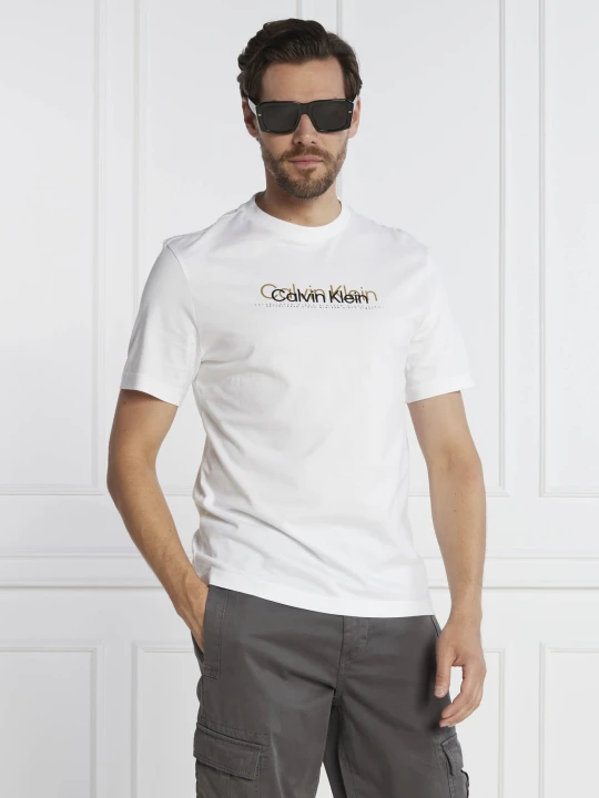 Zdjęcie produktu Calvin Klein T-shirt DOUBLE FLOCK LOGO | Regular Fit biały