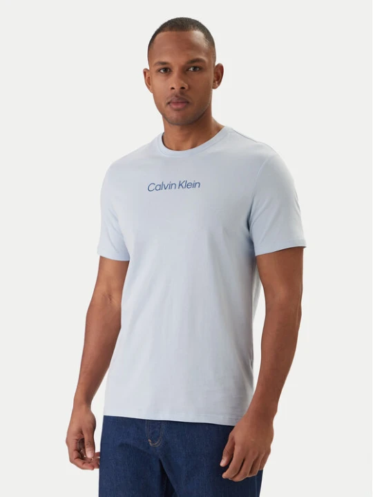 Zdjęcie produktu Calvin Klein T-Shirt Logo 30s LV04LD230G Błękitny Regular Fit Niebieski jasny
