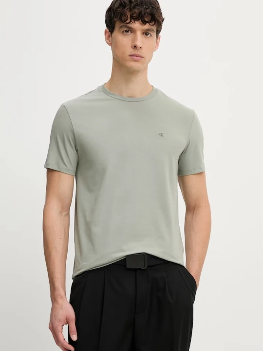 Zdjęcie produktu Calvin Klein T-shirt męski bawełniany z elastanem zielony
