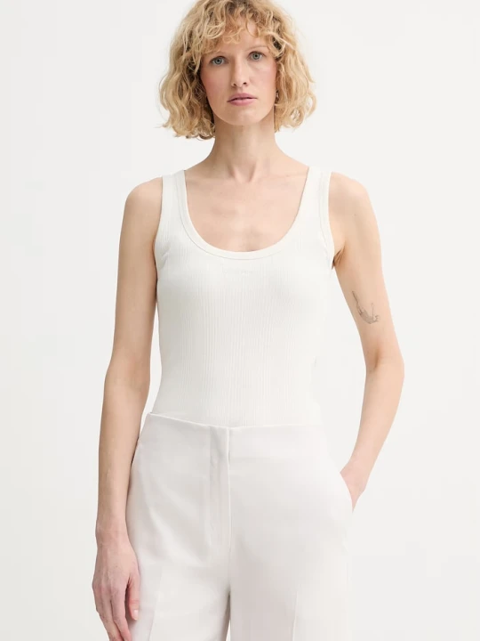 Zdjęcie produktu Calvin Klein top damski bawełniany z elastanem beżowy
