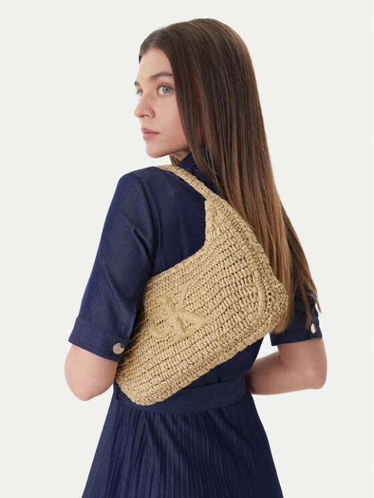 Zdjęcie produktu Calvin Klein Torebka Bold Ck Raffia Sm Shoulder Bag LV04F3449G Brązowy