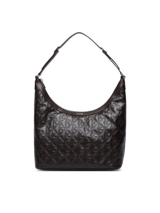 Zdjęcie produktu Calvin Klein Torebka Emblem Aop Debossed Medium Shbag LV04F3875G Brązowy
