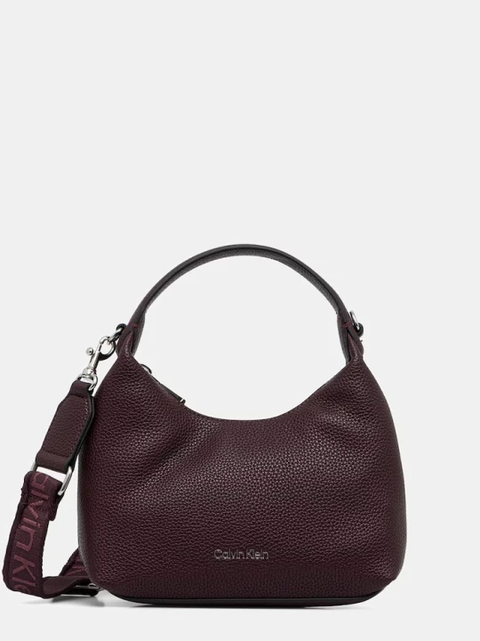 Zdjęcie produktu Calvin Klein torebka hobo damska z imitacji skóry bordowy