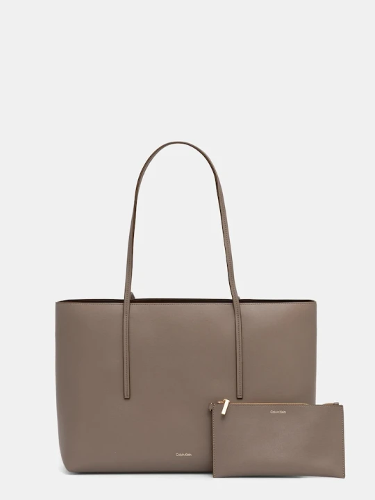 Zdjęcie produktu Calvin Klein torebka shopper damska z imitacji skóry beżowy