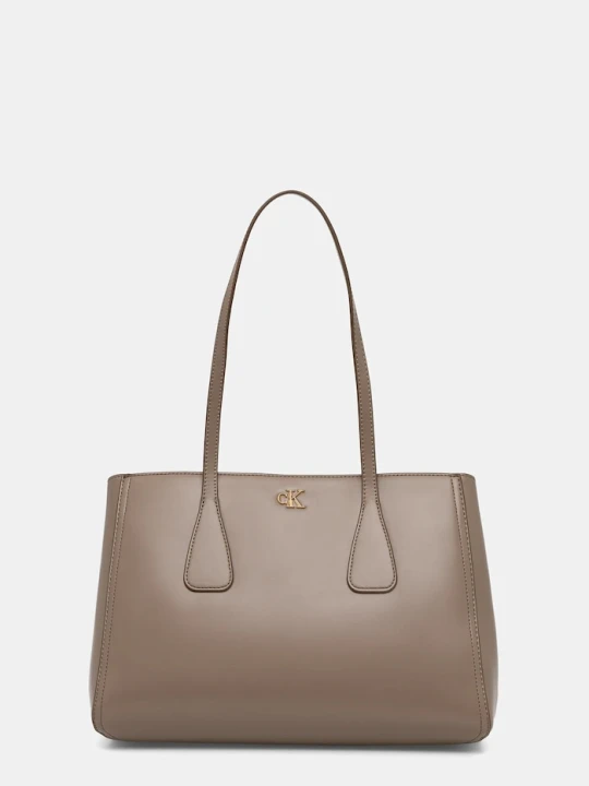 Zdjęcie produktu Calvin Klein torebka shopper damska z imitacji skóry beżowy