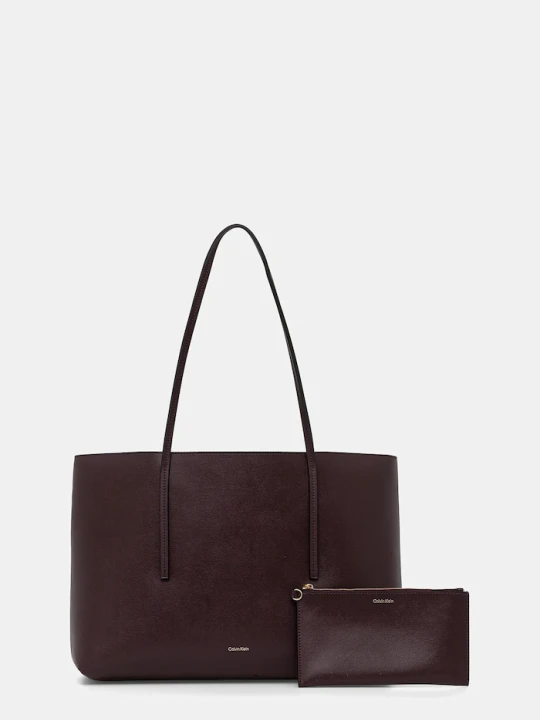 Zdjęcie produktu Calvin Klein torebka shopper damska z imitacji skóry brązowy