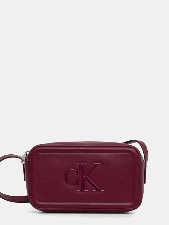 Zdjęcie produktu Calvin Klein torebka crossbody damska z imitacji skóry bordowy