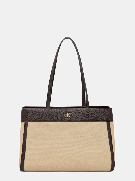 Zdjęcie produktu Calvin Klein torebka shopper damska bawełniana beżowy