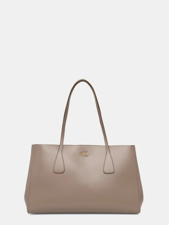 Zdjęcie produktu Calvin Klein torebka shopper damska z imitacji skóry brązowy