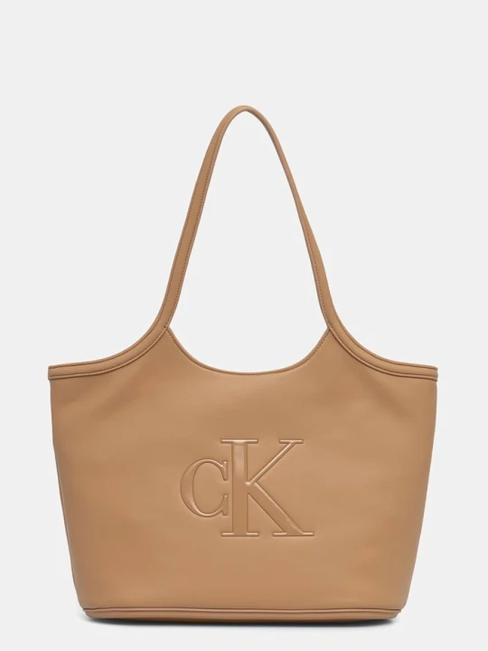 Zdjęcie produktu Calvin Klein torebka shopper damska z imitacji skóry beżowy