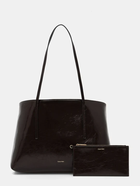Zdjęcie produktu Calvin Klein torebka shopper damska z imitacji skóry brązowy