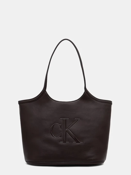 Zdjęcie produktu Calvin Klein torebka shopper damska z imitacji skóry brązowy