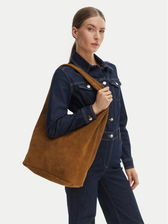 Zdjęcie produktu Calvin Klein Torebka Slouchy Suede Leather Medium Bag LV04F3597G Brązowy
