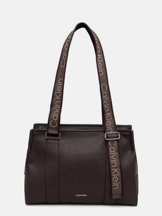 Zdjęcie produktu Calvin Klein torebka tote damska z imitacji skóry brązowy