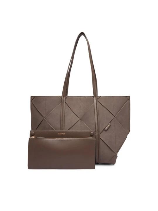 Zdjęcie produktu Calvin Klein Torebka Woven Sueded Carryall LV04F3695G Brązowy