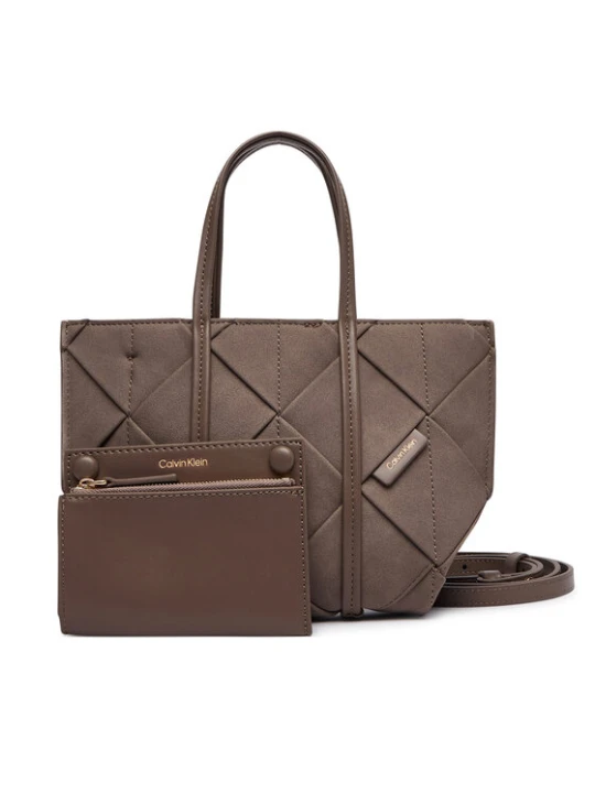 Zdjęcie produktu Calvin Klein Torebka Woven Sueded Mini Tote Crossbody LV04F3696G Brązowy