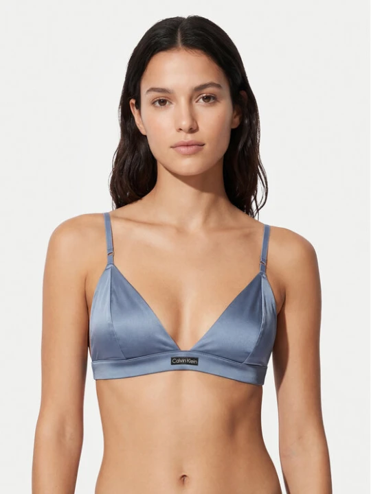 Zdjęcie produktu Calvin Klein Underwear Biustonosz braletka Signature Satin LV00QF8392 Niebieski jasny