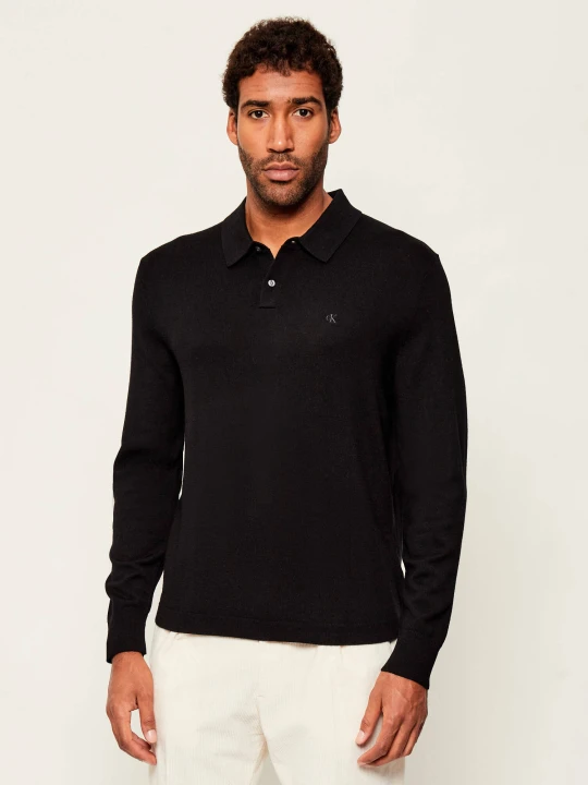 Zdjęcie produktu Calvin Klein Wełniane polo | Regular Fit czarny