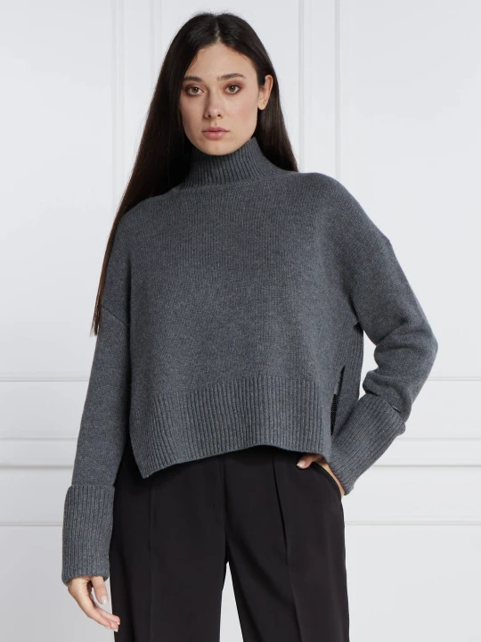 Zdjęcie produktu Calvin Klein Wełniany golf | Regular Fit | z dodatkiem kaszmiru grafitowy