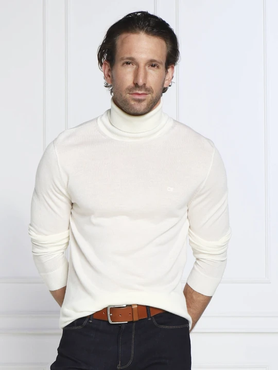Zdjęcie produktu Calvin Klein Wełniany golf | Slim Fit kremowy