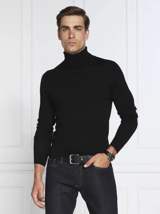 Zdjęcie produktu Calvin Klein Wełniany golf | Slim Fit czarny