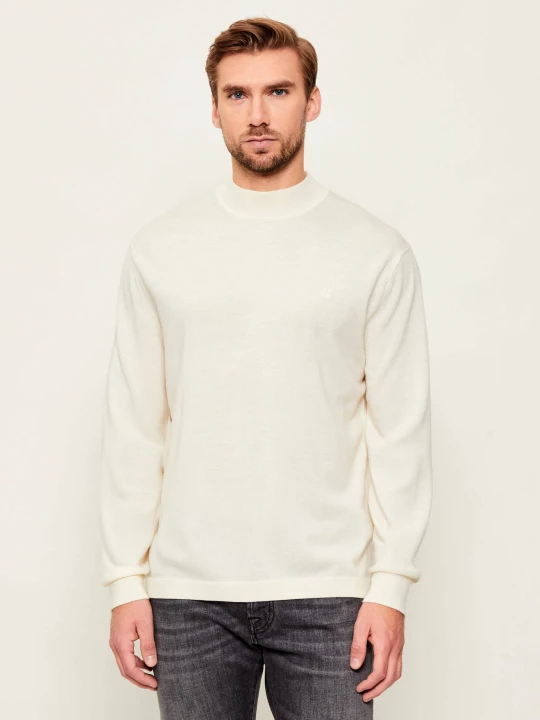 Zdjęcie produktu Calvin Klein Wełniany półgolf | Regular Fit biały