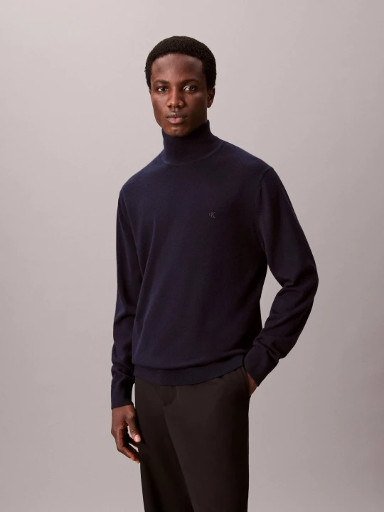 Zdjęcie produktu Calvin Klein Wełniany półgolf | Regular Fit granatowy