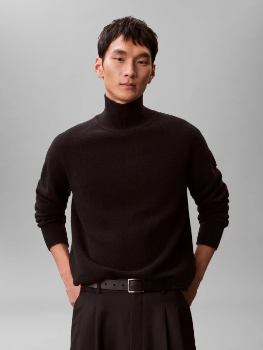 Zdjęcie produktu Calvin Klein Wełniany półgolf | Relaxed fit czarny