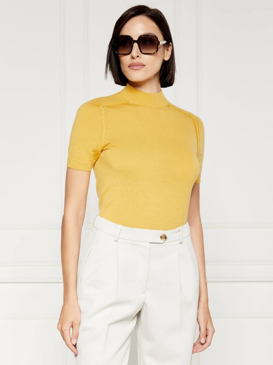 Zdjęcie produktu Calvin Klein Wełniany sweter | Slim Fit musztardowy