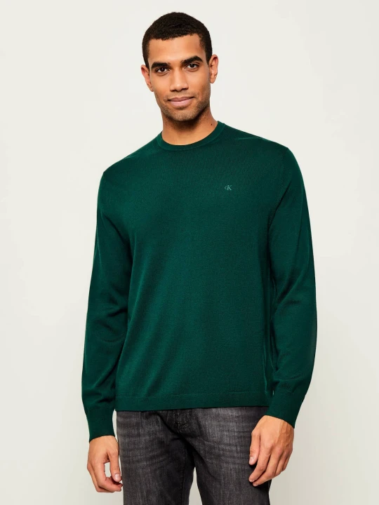 Zdjęcie produktu Calvin Klein Wełniany sweter | Regular Fit butelkowa zieleń