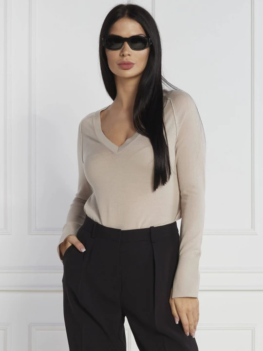 Zdjęcie produktu Calvin Klein Wełniany sweter | Regular Fit beżowy