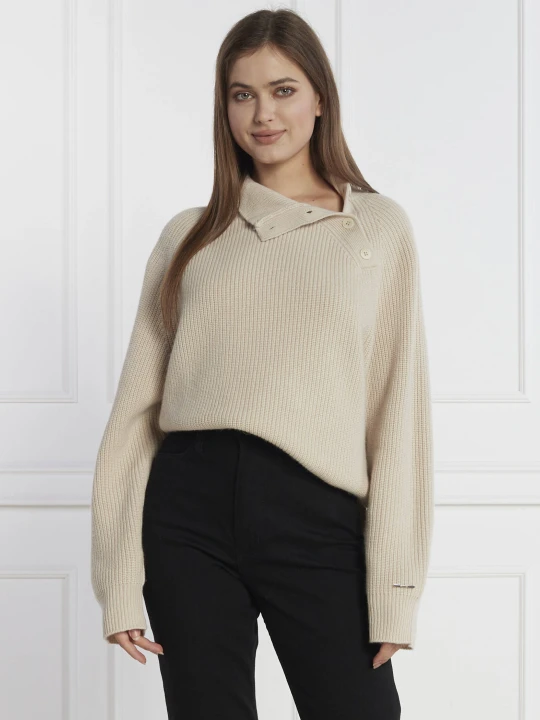 Zdjęcie produktu Calvin Klein Wełniany sweter | Regular Fit beżowy