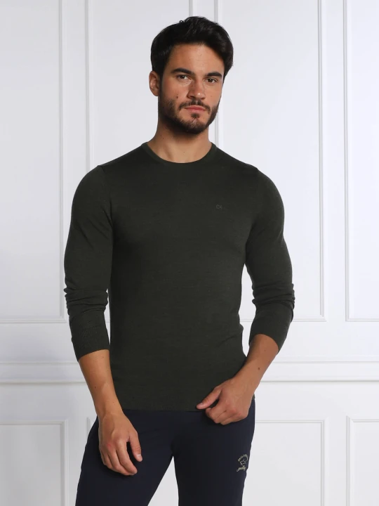 Zdjęcie produktu Calvin Klein Wełniany sweter | Regular Fit zielony