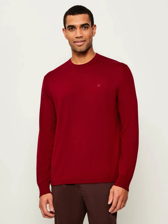 Zdjęcie produktu Calvin Klein Wełniany sweter | Regular Fit bordowy