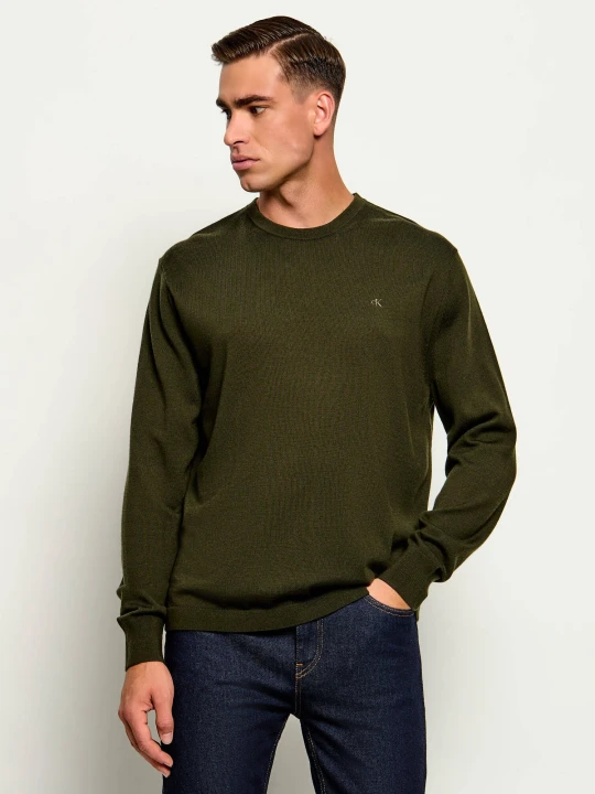 Zdjęcie produktu Calvin Klein Wełniany sweter | Regular Fit oliwkowy