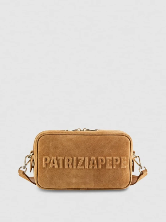 Zdjęcie produktu Camera Case (IM)PERFECTION z zamszu Patrizia Pepe beżowy
