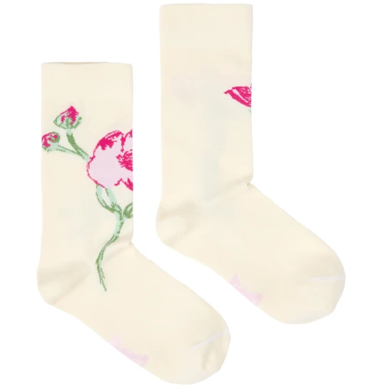 Zdjęcie produktu CAMPER Flower mid-length socks - Unisex Skarpetki - Biały, Tkanina