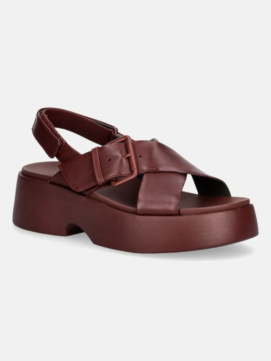 Zdjęcie produktu Camper sandały na platformie damskie skórzane Tasha bordowy
