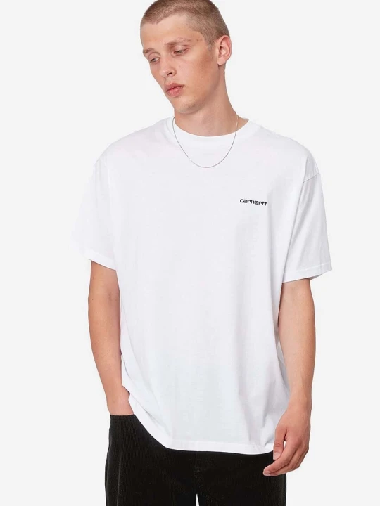 Zdjęcie produktu Carhartt WIP S / S Script Embroidery T-Shirt I030435 ATOM BLUE / WHITE T-shirt bawełniany męski